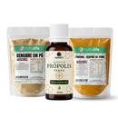 Kit Shot Matinal Premium — Gengibre + Própolis 15% Extrato Seco Aquoso + Cúrcuma